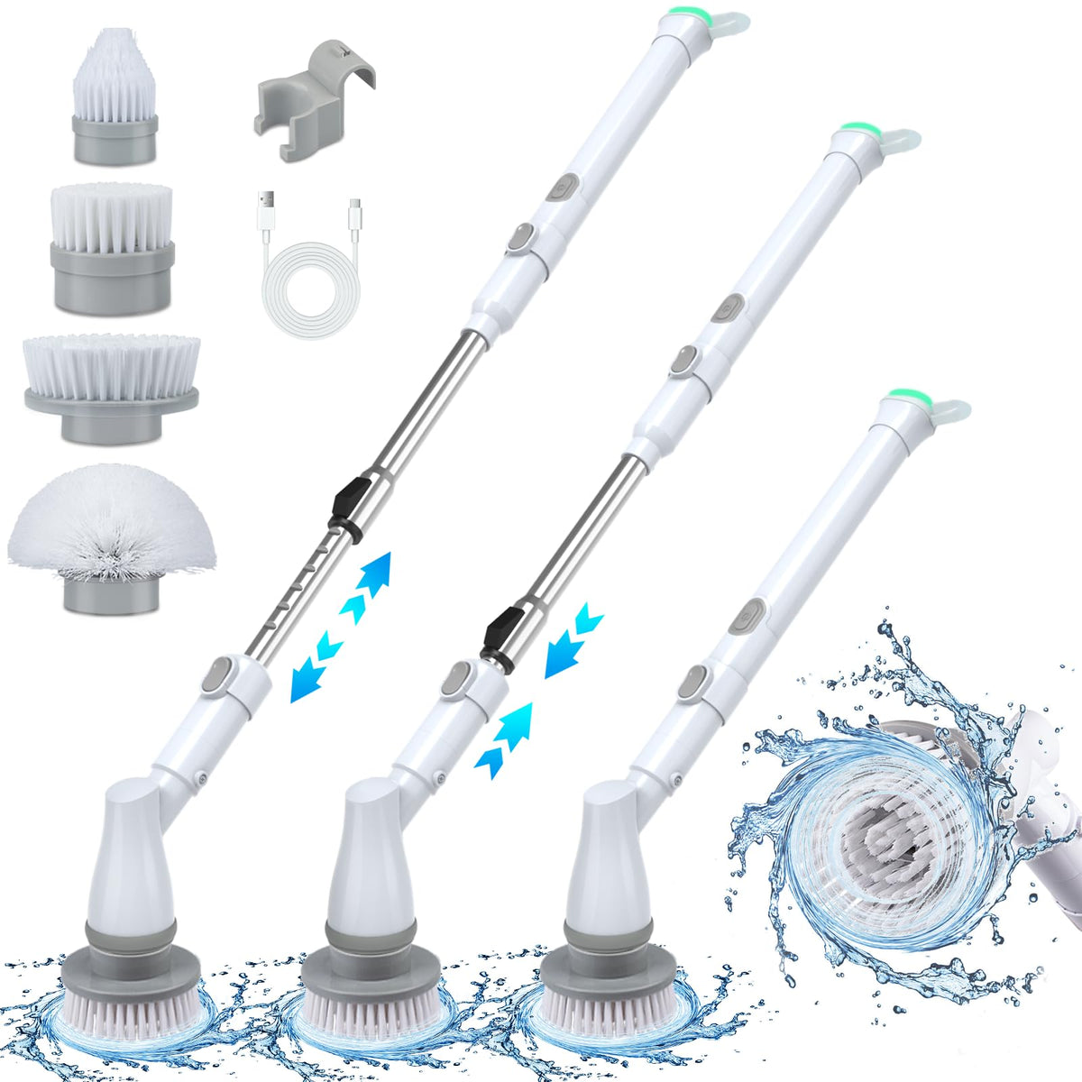 Cordless Dual-Speed Power Scrubber with 4 Brush Heads