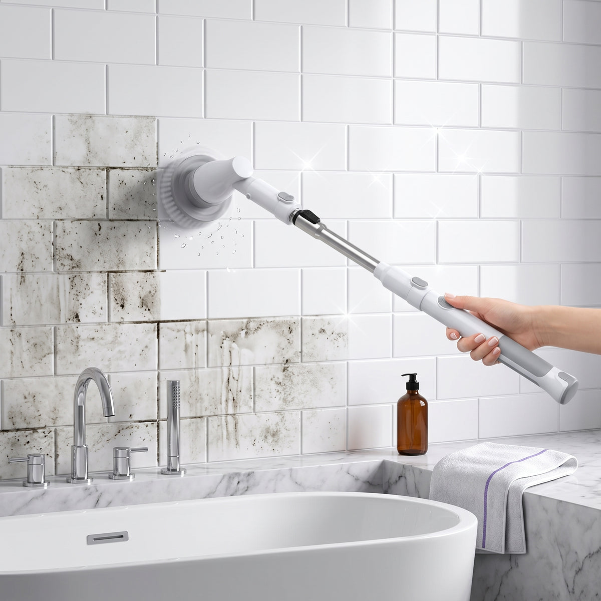 Cordless Dual-Speed Power Scrubber with 4 Brush Heads