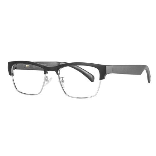Meagtlva Bluetooth Glasses for Men Smart Glasses Audio Bluetooth Glasses for Women Wake Up Voice Assistant Handfree Music Call for All Smart Devices-Blue Light Blocking (Silver)